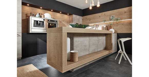EINBAUKÜCHE - Eichefarben/Grau, Design, Holzwerkstoff - Dieter Knoll