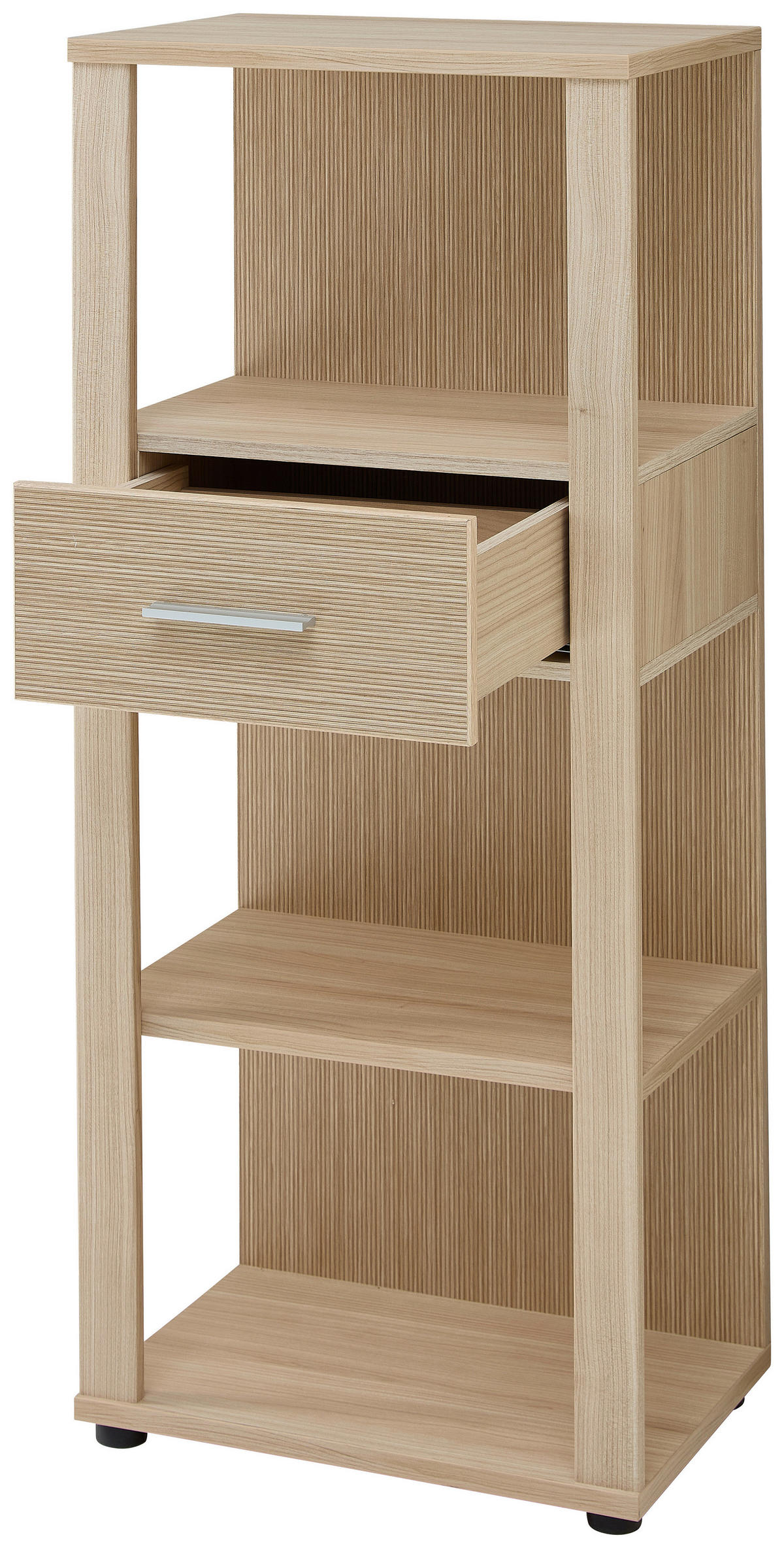 PISARNIŠKI REGAL 55/129/38 cm barve hrasta  - barve kroma/črna, Konvencionalno, kovina/leseni material (55/129/38cm) - Stylife