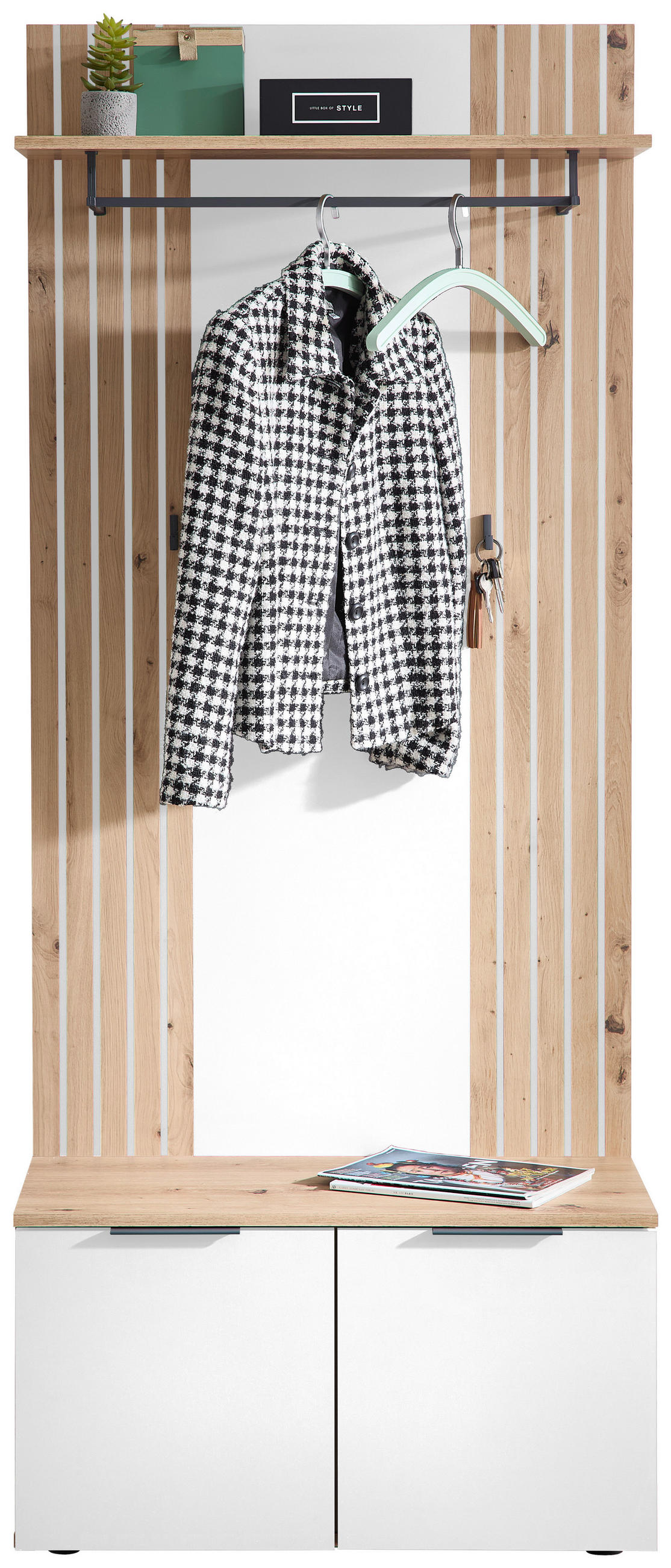 GARDEROBE  in 80/44/38 cm  - Weiß/Eiche Artisan, Design, Holzwerkstoff (80/44/38cm) - Livetastic