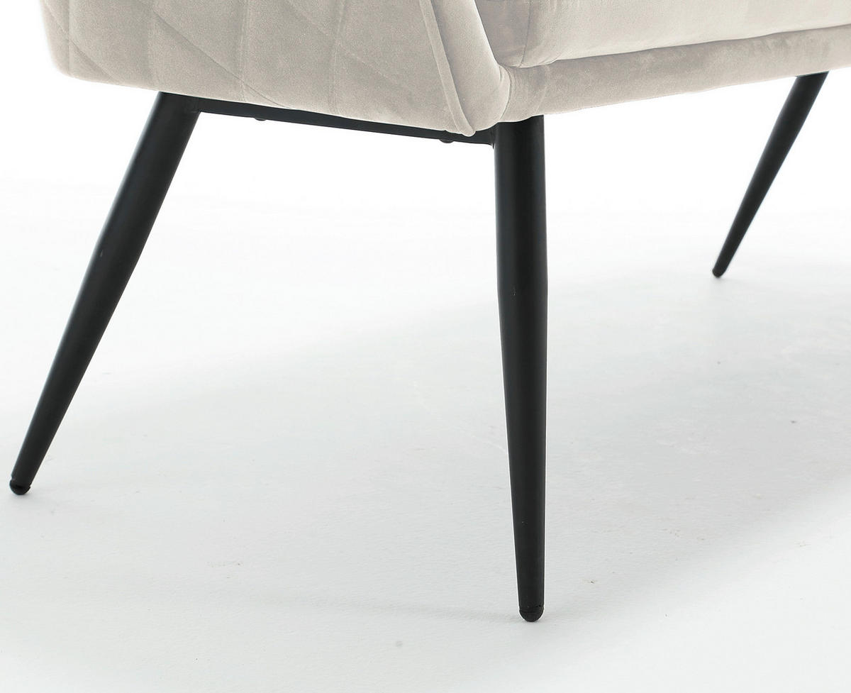 SITZBANK 160/85/61 cm Samt Creme Metall  - Creme/Schwarz, MODERN, Textil/Metall (160/85/61cm) - Livetastic