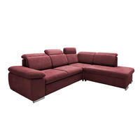 ECKSOFA  in Mikrofaser Bordeaux  - Chromfarben/Bordeaux, Design, Textil/Metall (283/228cm) - Livetastic