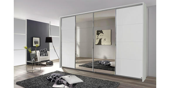 Schwebetürenschrank mit Spiegel 361cm Bensheim, Weiß Dekor - Weiß, MODERN, Holzwerkstoff (361/230/62cm) - James Wood