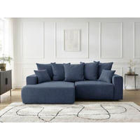 ECKSOFA Ottomane links  ATILLA Dunkelblau Struktur  - Schwarz/Dunkelblau, MODERN, Kunststoff/Textil (149/244cm)
