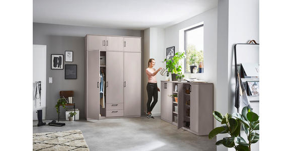 AUFSATZSCHRANK 106/43/54 cm   - Kaschmir/Schwarz, Basics, Holzwerkstoff/Metall (106/43/54cm) - Xora