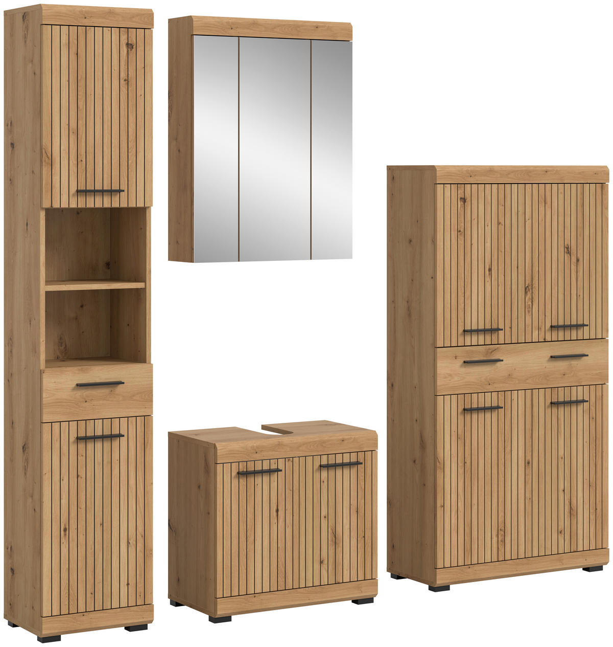 BADRUM 171 cm  - svart/ek Artisan, Trend, trämaterial/glas (171cm) - MID.YOU