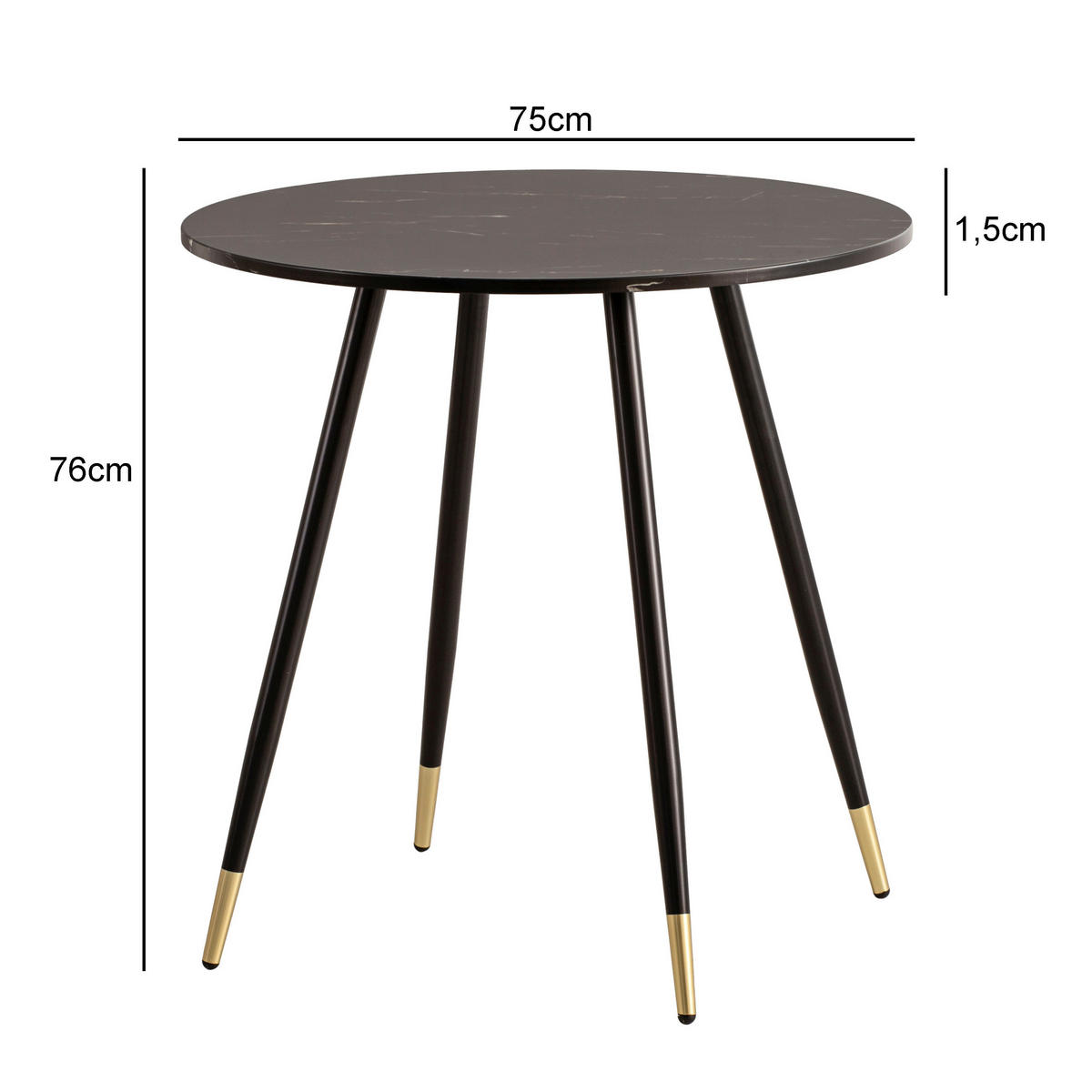 JÍDELNÍ STŮL, černá, 75/75/76 cm - černá/barvy zlata, Design, kov/kompozitní dřevo (75/75/76cm) - Livetastic