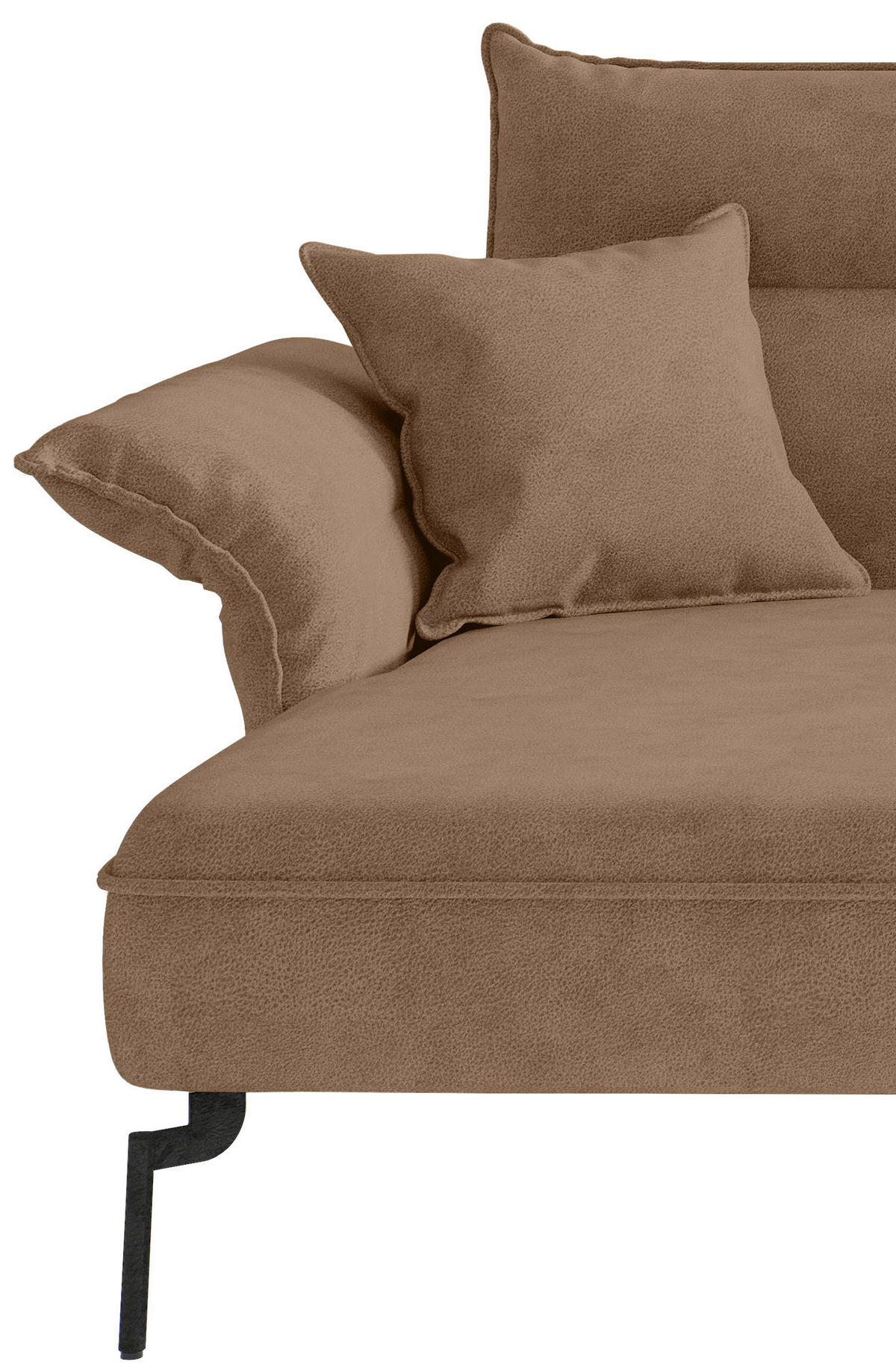 ROHOVÁ SEDACIA SÚPRAVA, textil, svetlohnedá - svetlohnedá/farba ušľachtilej ocele, Design, kov/textil (185/265cm) - Livetastic