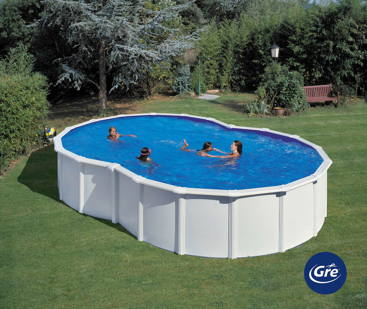 POOL-SET 2024 640/390/120 cm  - Weiß, KONVENTIONELL, Metall (640/390/120cm) - Gre
