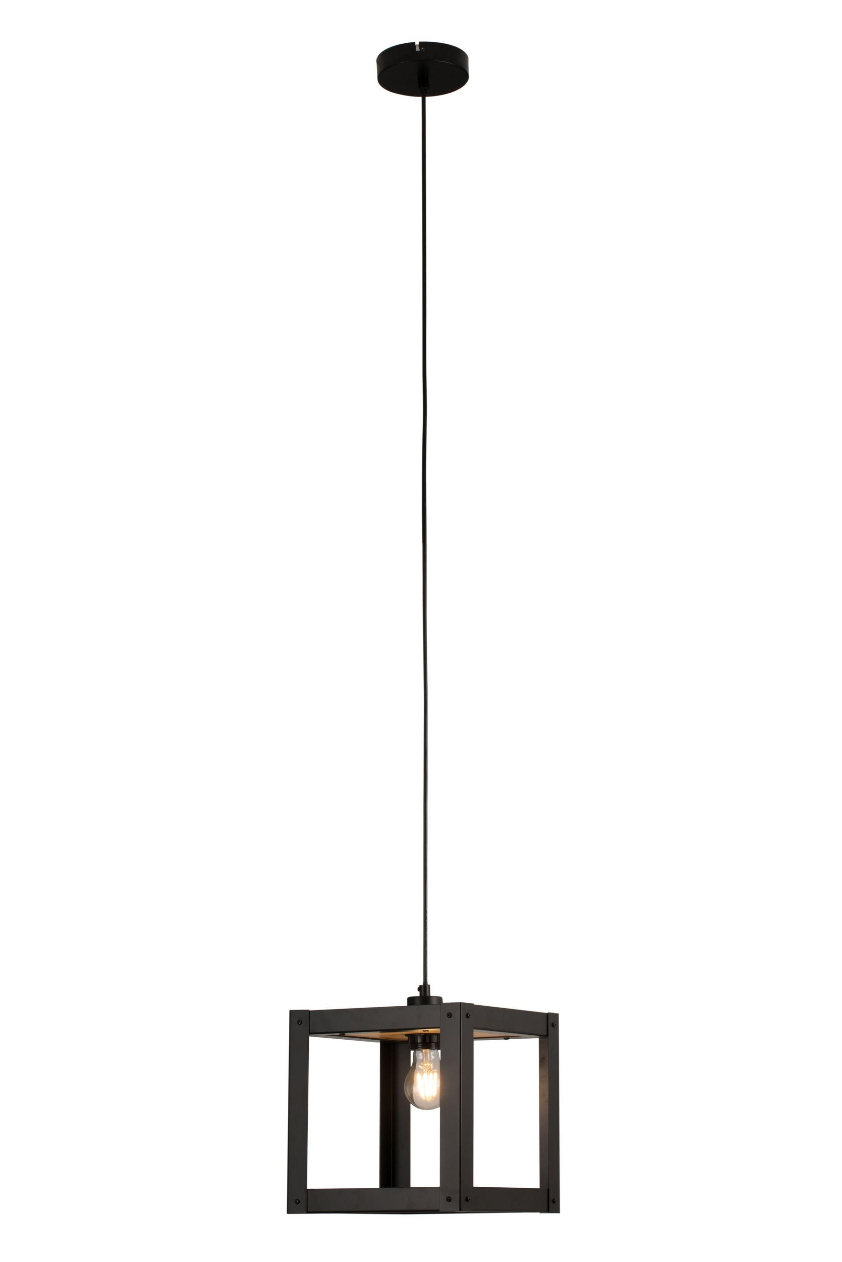 HÄNGELEUCHTE 25/25/150 cm  - Schwarz, LIFESTYLE, Holz/Metall (25/25/150cm) - Marama
