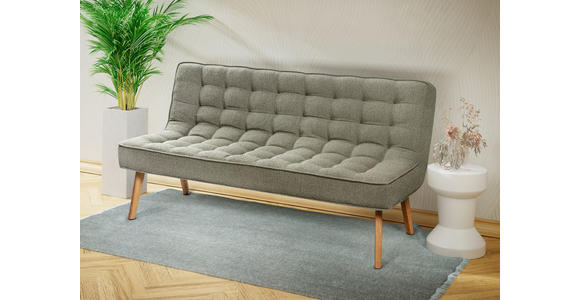 SITZBANK 183/90/79 cm Webstoff Grün Eiche vollmassiv  - Eichefarben/Grün, Design, Holz/Textil (183/90/79cm) - Linea Natura