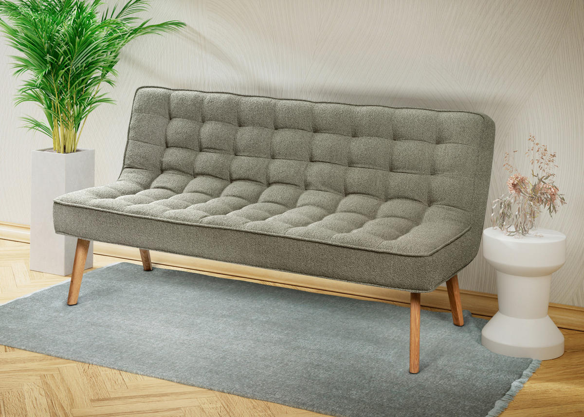 SITZBANK 183/90/79 cm Webstoff Grün Eiche vollmassiv  - Eichefarben/Grün, Design, Holz/Textil (183/90/79cm) - Linea Natura