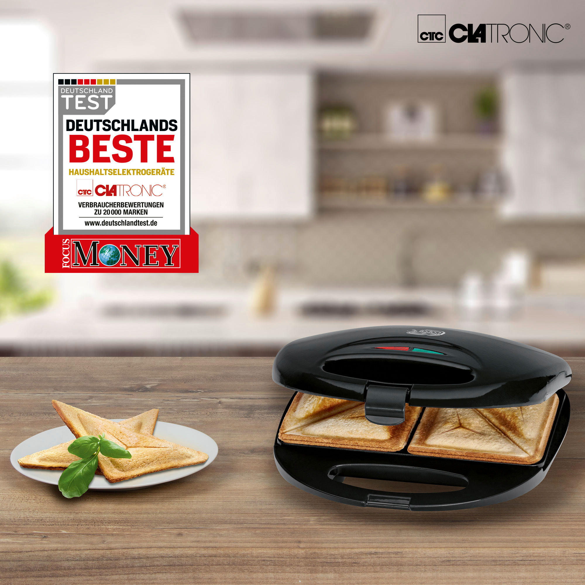 SANDWICHTOASTER  - Schwarz, LIFESTYLE, Kunststoff/Metall (23/7,5/22,5cm) - Clatronic