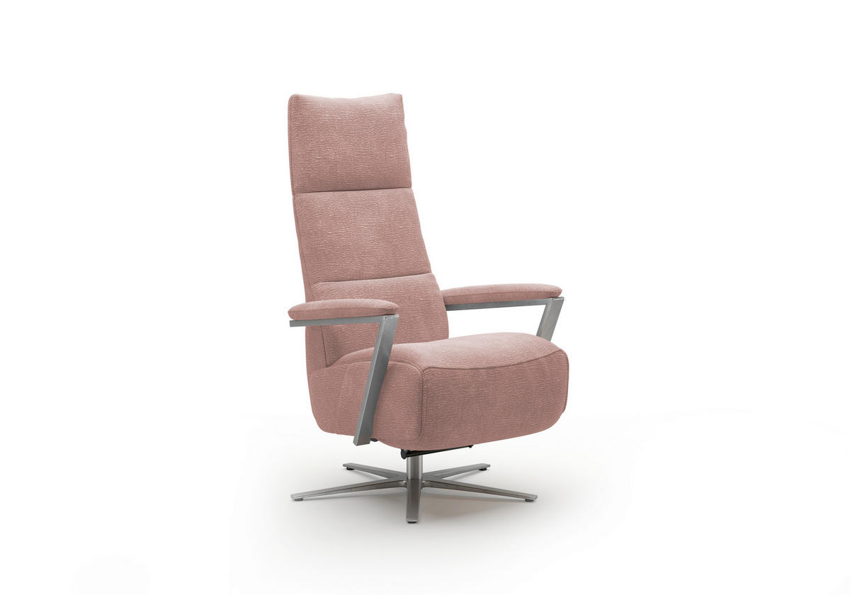 RELAXSESSEL TV VARIO COMFORT E M2 Chenille Kopfteilverstellung, Rücken echt    - Silberfarben/Altrosa, Basics, Textil/Metall (70/126/85cm) - Sit & More