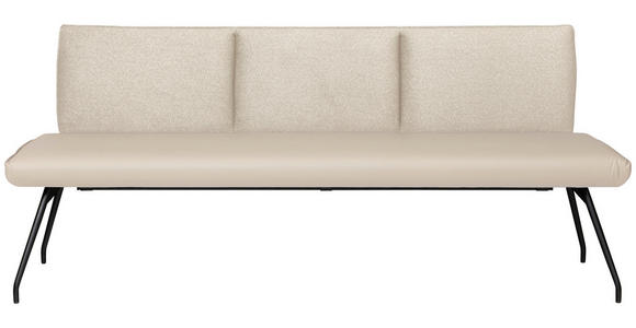 SITZBANK 220/88/62 cm  in Schwarz, Beige, Hellbraun  - Hellbraun/Beige, Design, Textil/Metall (220/88/62cm) - Moderano