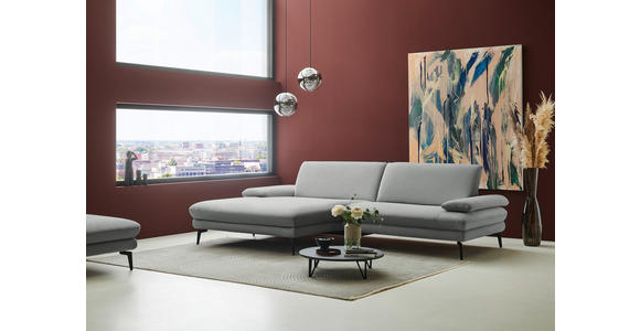 ECKSOFA  in Chenille, Flachgewebe Grau  180/284 cm  - Schwarz/Grau, Design, Textil/Metall (180/284cm) - Dieter Knoll