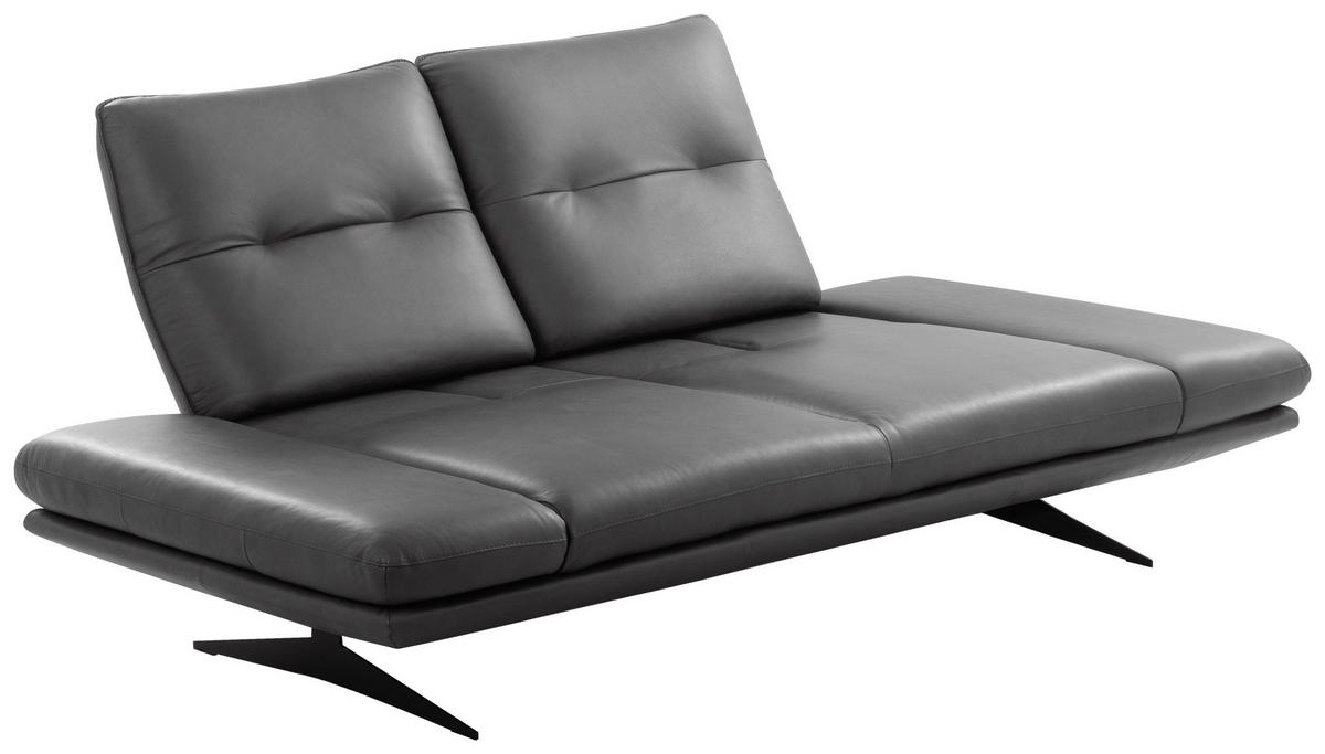 2,5-SITZER Echtleder Dunkelgrau  - Dunkelgrau/Schwarz, Design, Leder/Metall (218/95/107cm) - Celina Home