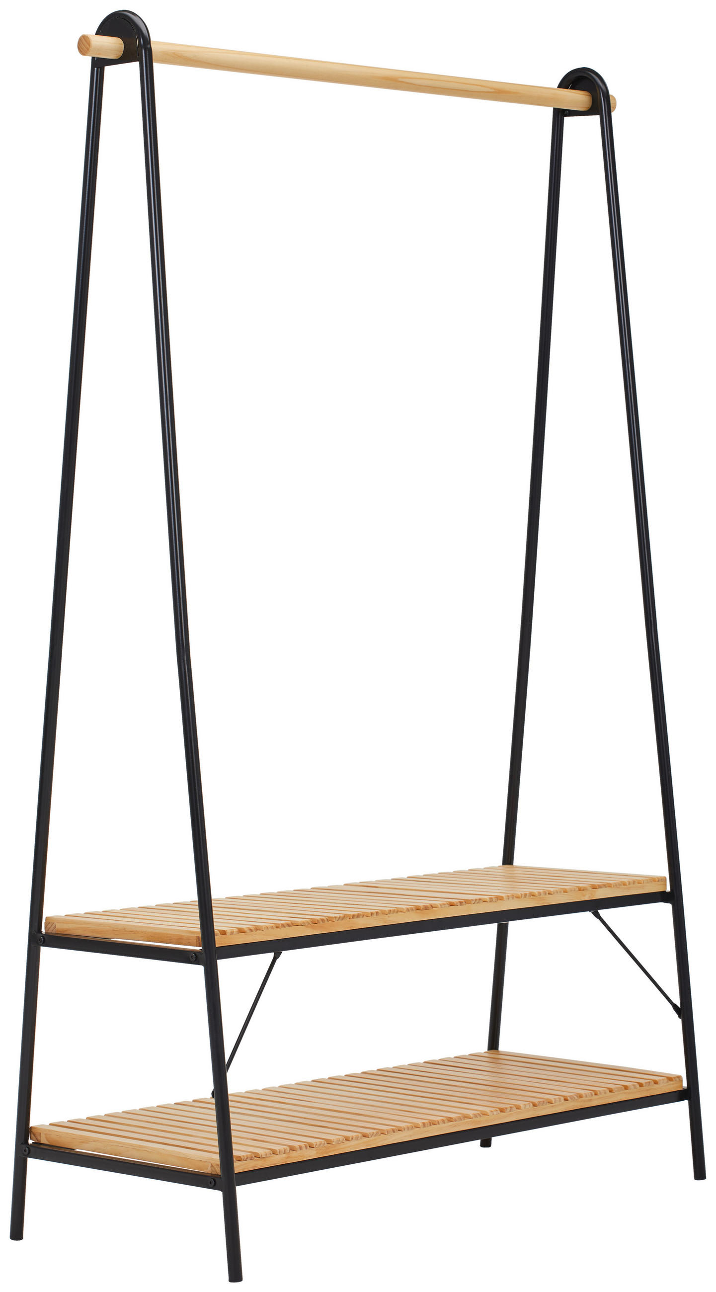 GARDEROBENSTÄNDER in Schwarz, Kieferfarben 111,5/170/45 cm - Schwarz/Kieferfarben, Design, Holz/Metall (111,5/170/45cm) - Carryhome