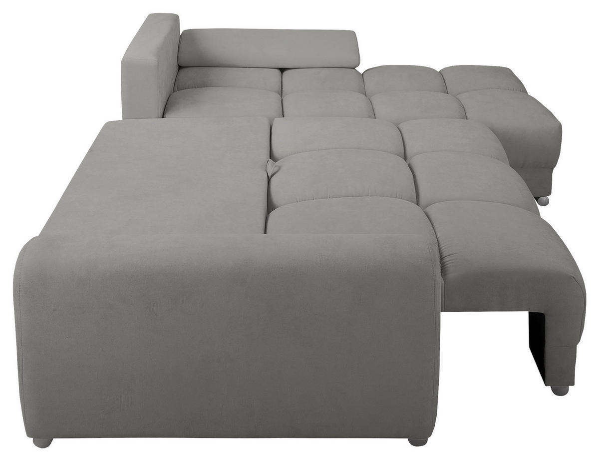 ECKSOFA in Mikrofaser Grau  - Silberfarben/Grau, Design, Textil/Metall (256/175cm) - Livetastic
