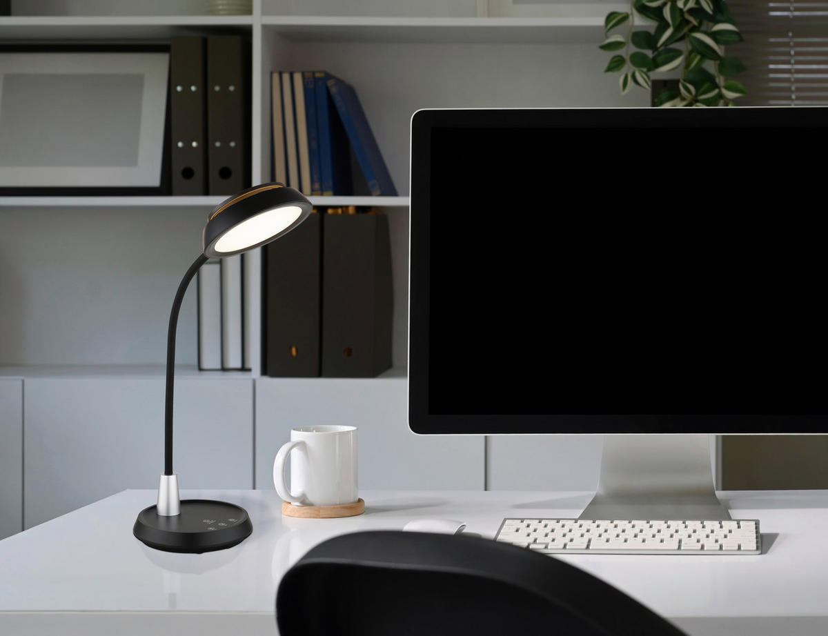 LED-TISCHLEUCHTE 30,6/17,2/44,8 cm   - Silberfarben/Schwarz, Design, Kunststoff (30,6/17,2/44,8cm) - Globo