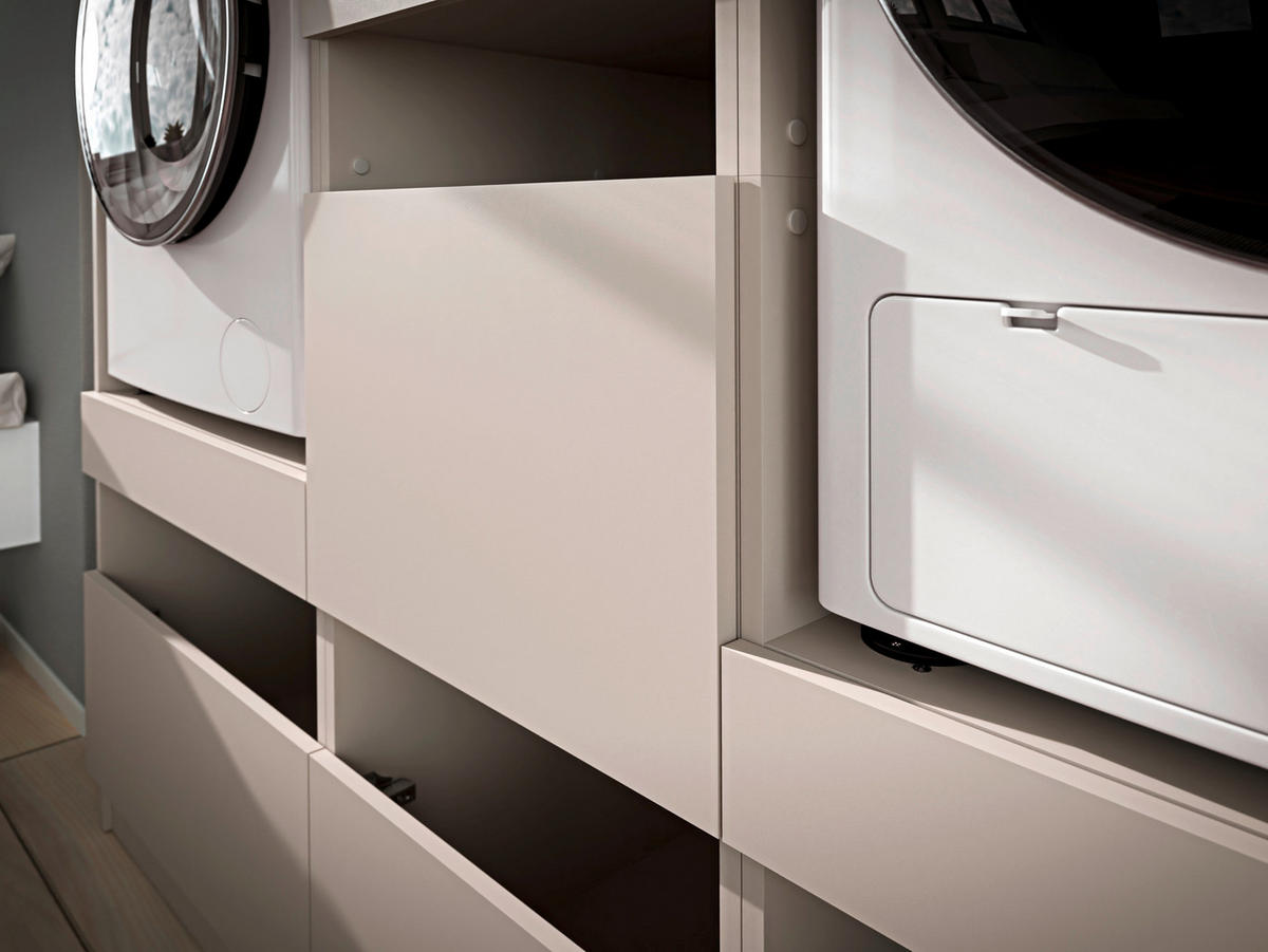 WASCHMASCHINENSCHRANK  68/200/68 cm  - Kaschmir/Schwarz, Design, Holzwerkstoff/Metall (68/200/68cm) - Milino