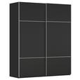 SCHWEBETÜRENSCHRANK 201/223/68 cm 2-türig Schwarz  - Alufarben/Schwarz, KONVENTIONELL, Holzwerkstoff/Metall (201/223/68cm) - Novel