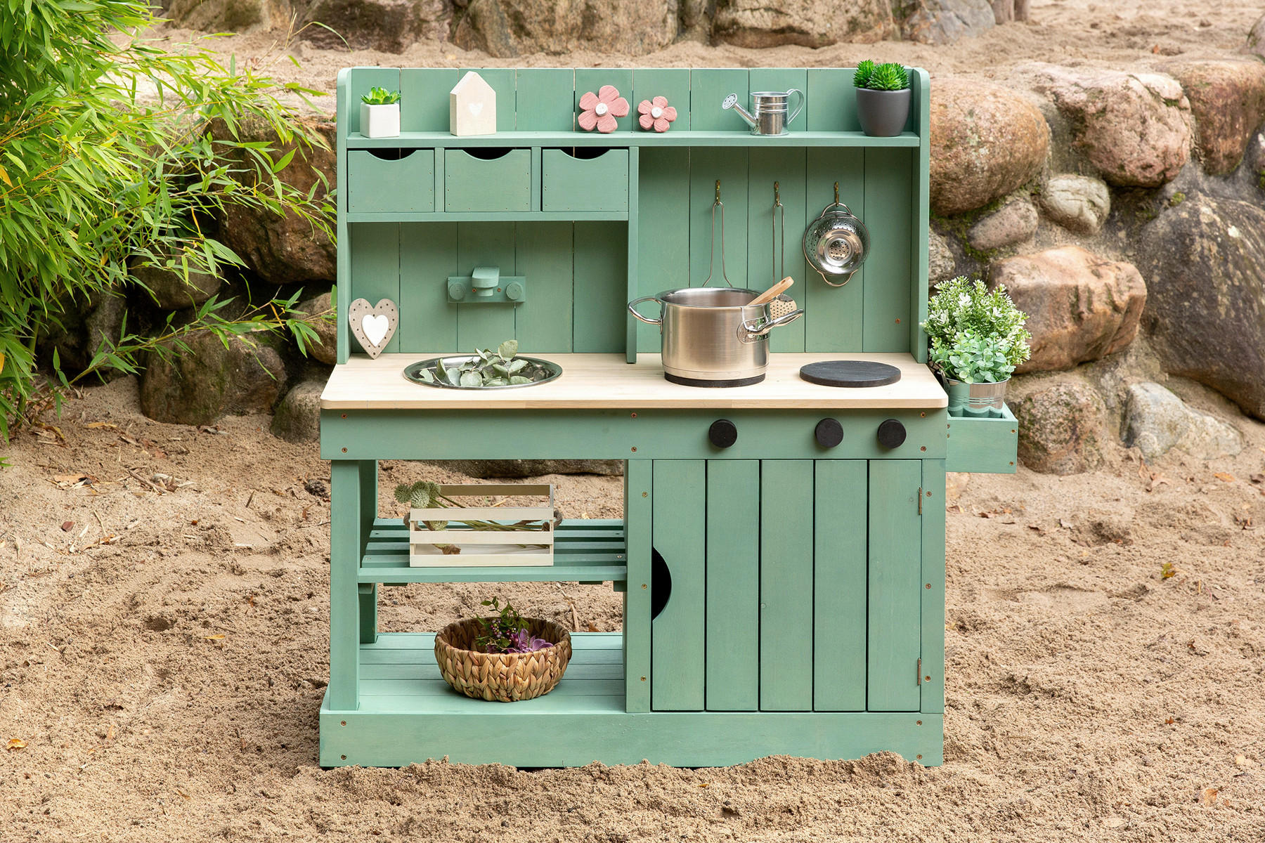 MATSCHKÜCHE Explorer  - Pastellgrün, Basics, Holz/Metall (102/40/105cm) - MUDDY BUDDY