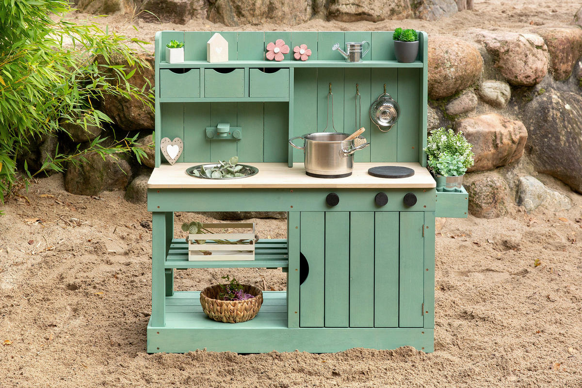 MATSCHKÜCHE Explorer  - Pastellgrün, Basics, Holz/Metall (102/40/105cm) - MUDDY BUDDY