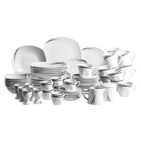 KOMBISERVICE Linea Nera 62-teilig  - Schwarz/Weiß, Basics, Keramik - Mäser