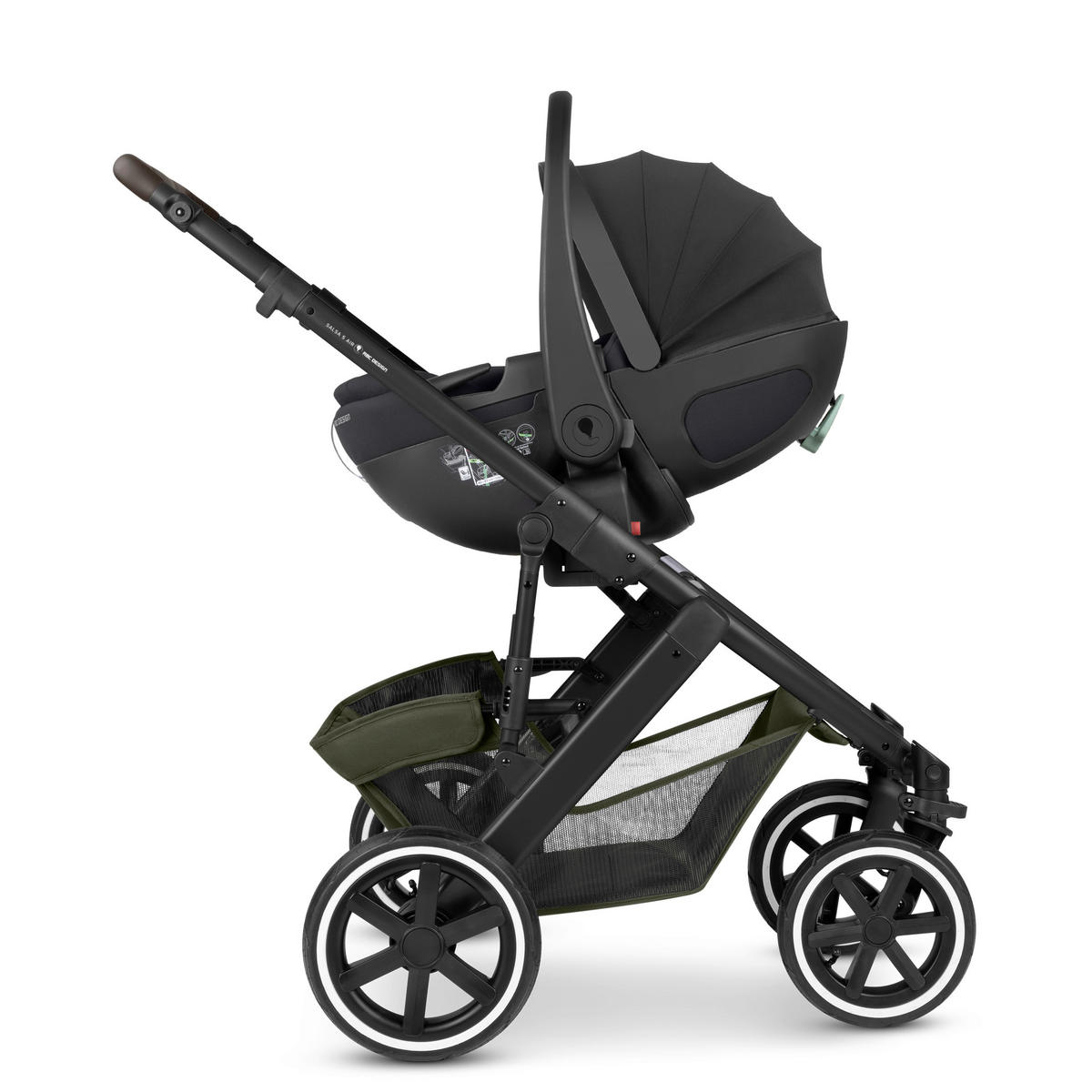 KINDERWAGENSET Salsa 5 Air 3in1 Set Calla  - Schwarz/Olivgrün, Basics, Textil/Metall (63/118/95.5cm) - ABC Design