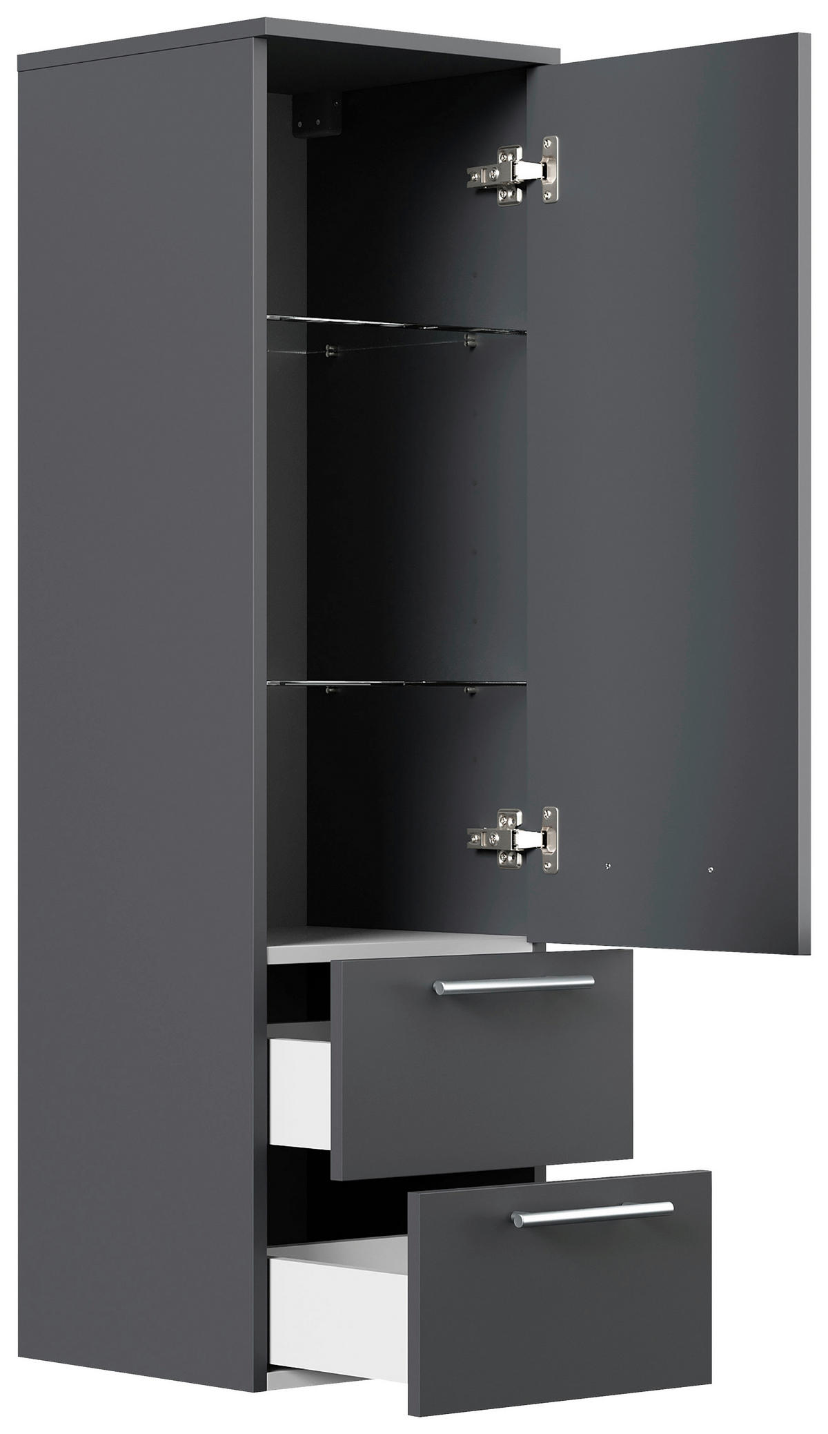 MIDISCHRANK 35,2/120/35,8 cm  - Graphitfarben, Basics, Glas/Holzwerkstoff (35,2/120/35,8cm) - MID.YOU