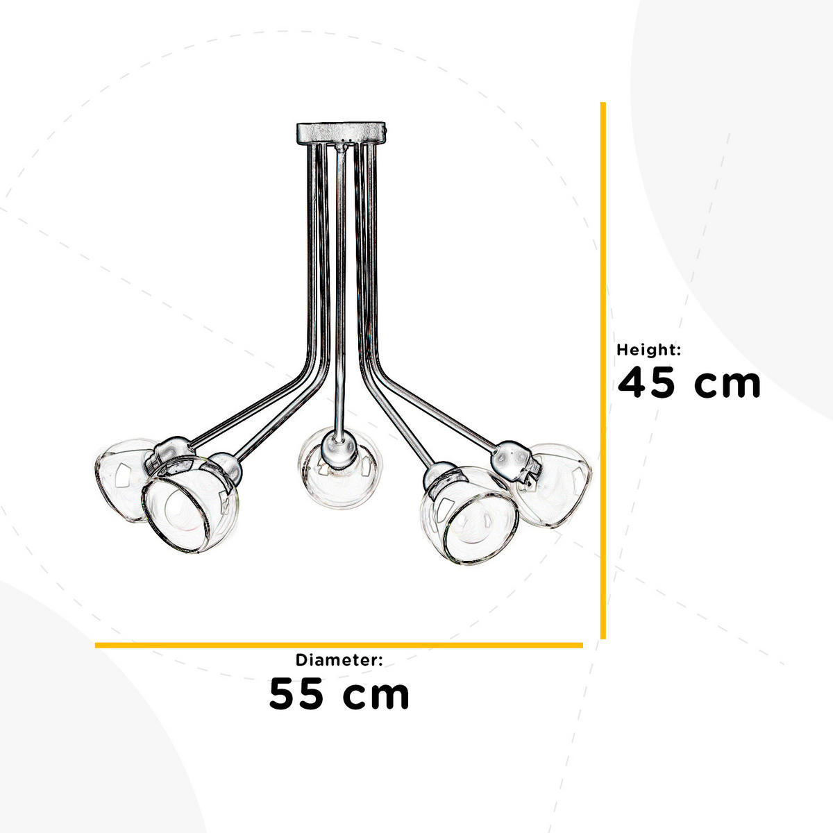 DECKENLEUCHTE 55/45 cm   - Schwarz, Basics, Metall (55/45cm)