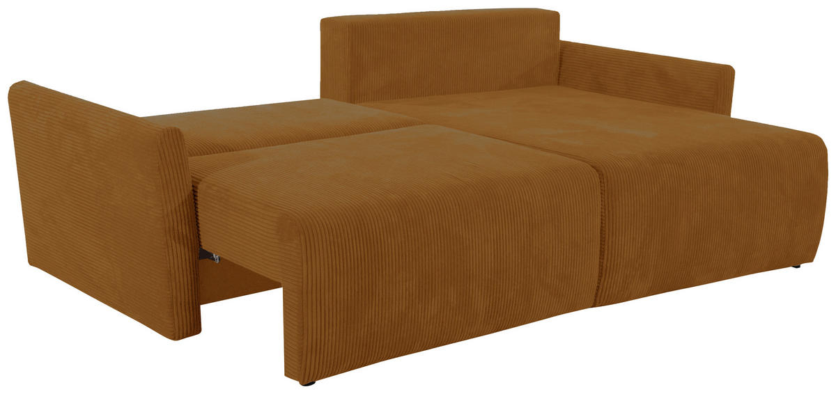 ECKSOFA in Cord Gelb  - Gelb/Schwarz, Konventionell, Kunststoff/Textil (228/146cm) - MID.YOU