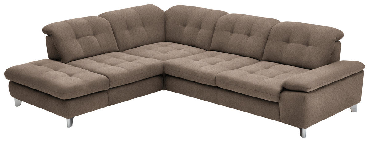 ECKSOFA in Chenille Hellbraun  - Chromfarben/Hellbraun, Design, Textil/Metall (260/310cm) - Beldomo Speed