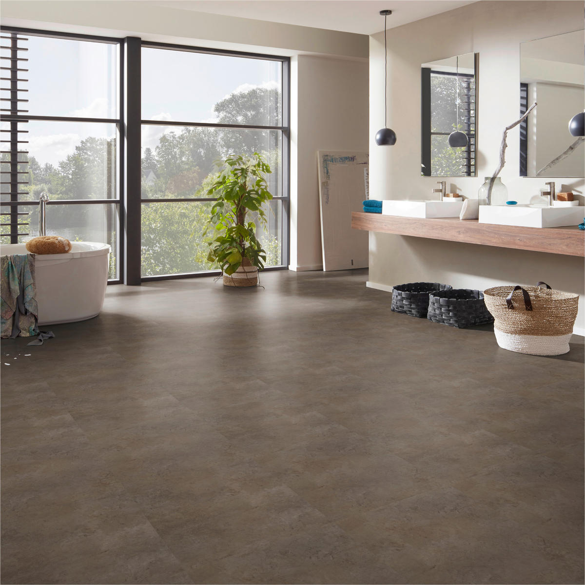 DESIGNBODEN Square  per  m² - Braun, Basics, Kunststoff (60/60/0.8cm)