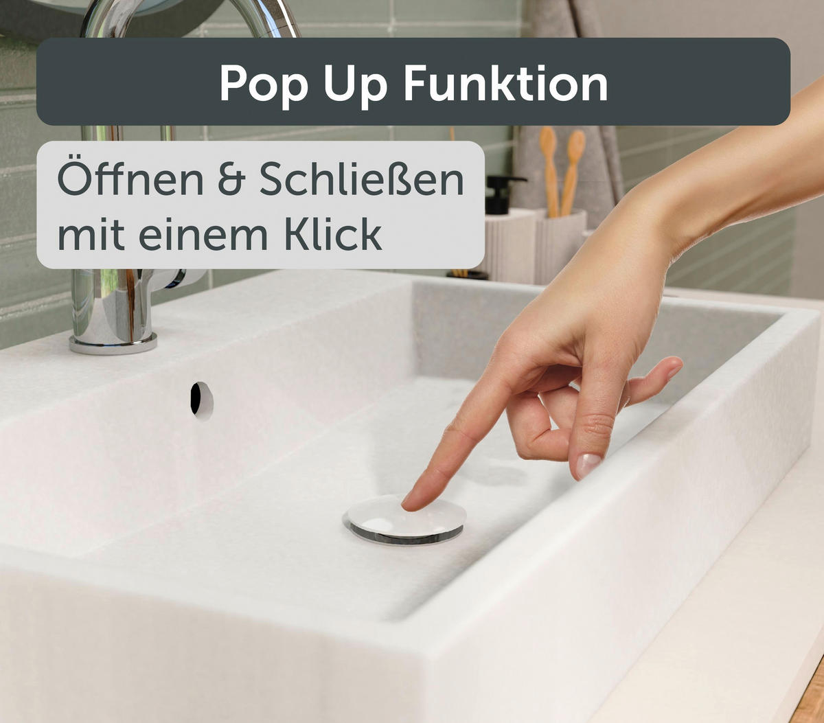 ABLAUFVENTIL  - Chromfarben/Weiß, Basics, Metall (6,5cm) - Schütte