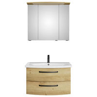 BADEZIMMER 3-teilig  in 84 cm  - Eichefarben/Schwarz, MODERN, Glas/Keramik (84cm) - Sadena