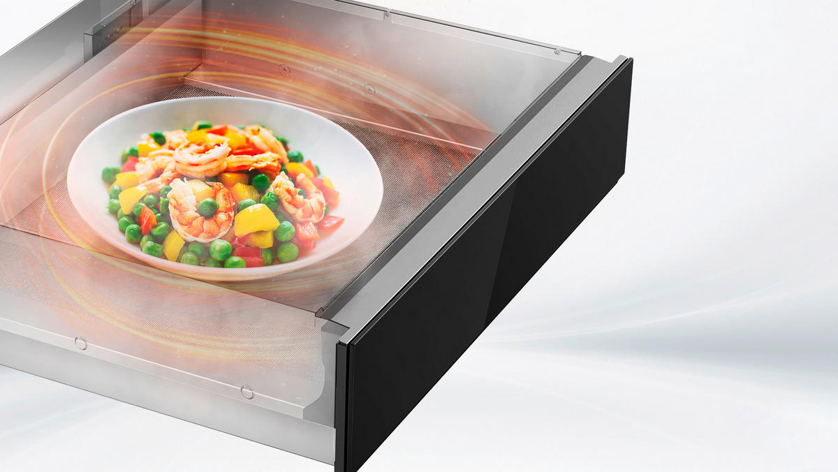 WÄRMESCHUBLADE MWMTCN14J-BK  - Schwarz, Basics, Glas/Metall (59,5/14,1/54,1cm) - Midea