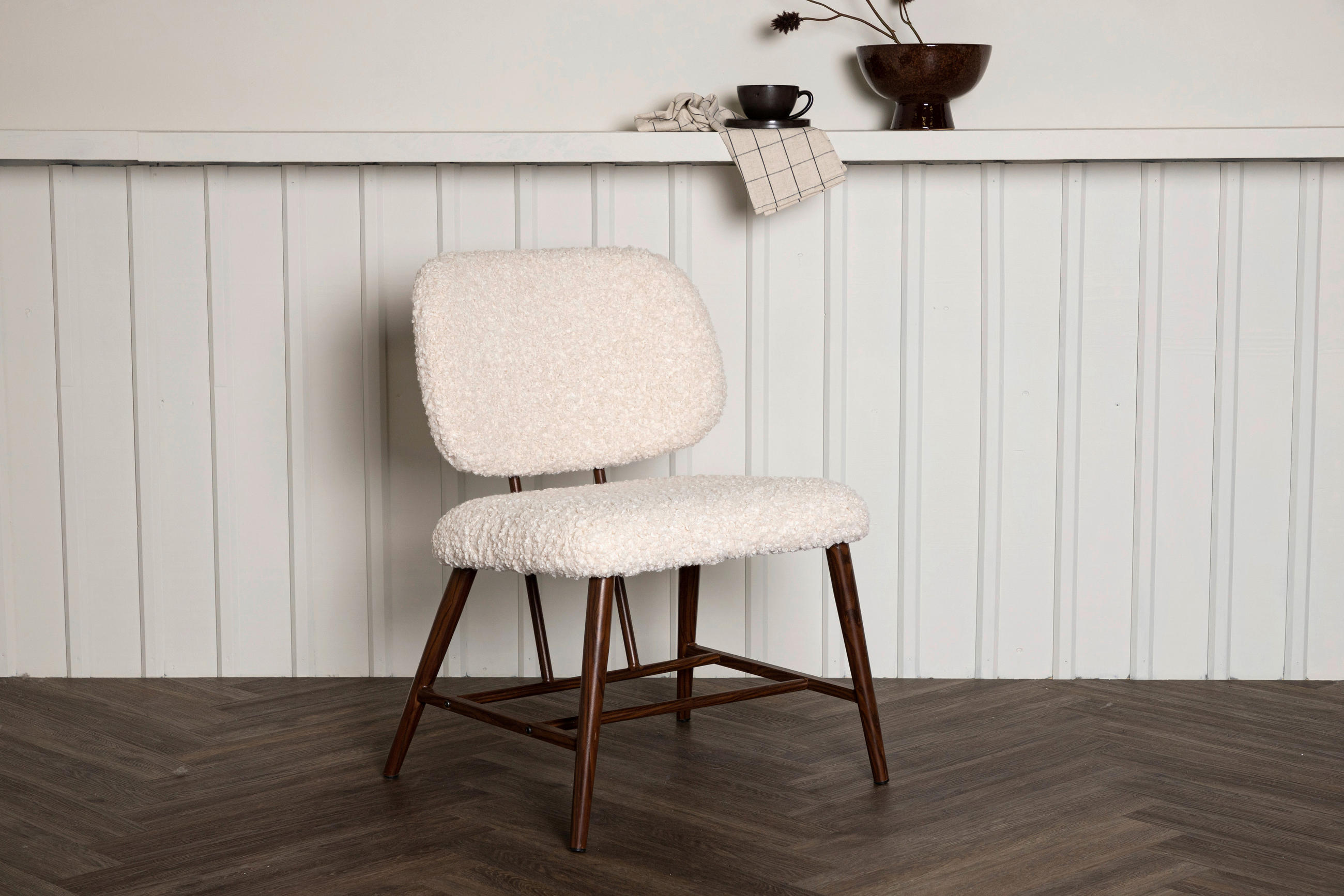 SESSEL in Bouclé Weiß  - Weiß, Design, Textil/Metall (58/84/62cm) - Livetastic
