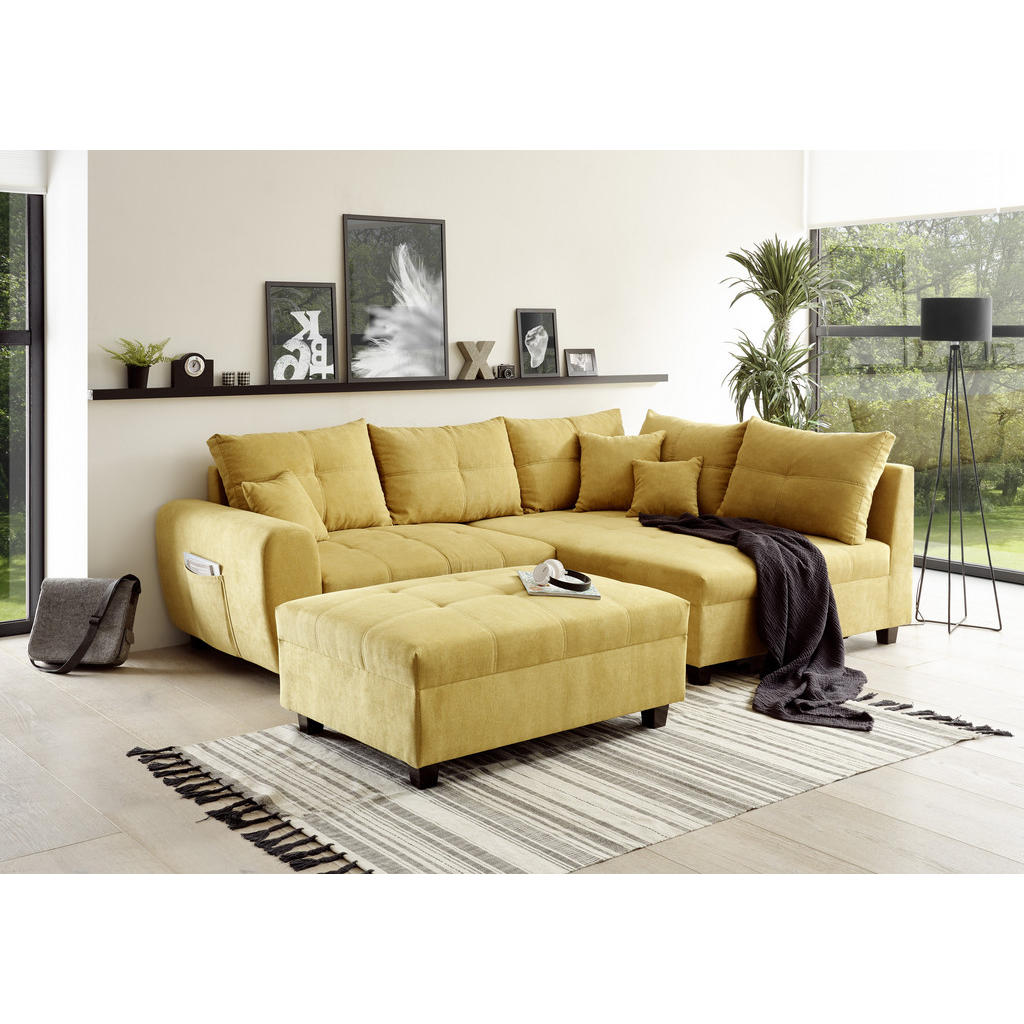 Thumbnail - Mid.you Ecksofa, Gelb, Textil, Ottomane rechts, L-Form, 248x176 cm, seitenverkehrt erhältlich, Rücken echt, Wohnzimmer, ...
