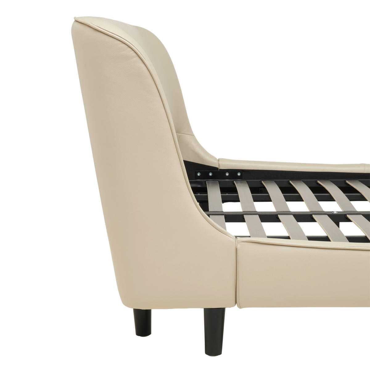 ČALOUNĚNÁ POSTEL, 180/200 cm, béžová - černá/béžová, Moderní, kov/dřevo (180/200cm) - Livetastic