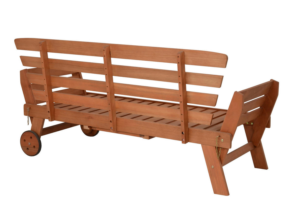 GARTENBANK 190/77,5/68 cm Eukalyptusholz   - Braun/Grau, Basics, Holz/Textil (190/77,5/68cm) - Gardenson