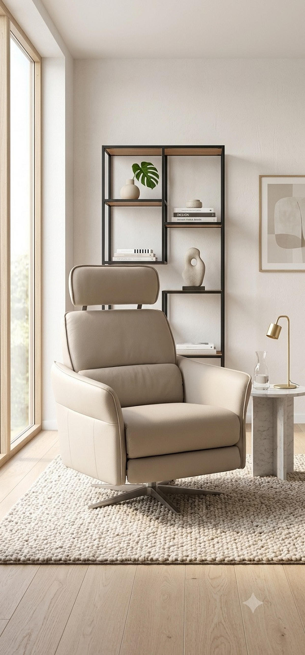 RELAXSESSEL in Leder Hellgrau  - Edelstahlfarben/Hellgrau, Design, Leder/Metall (72/89/91cm) - Himolla