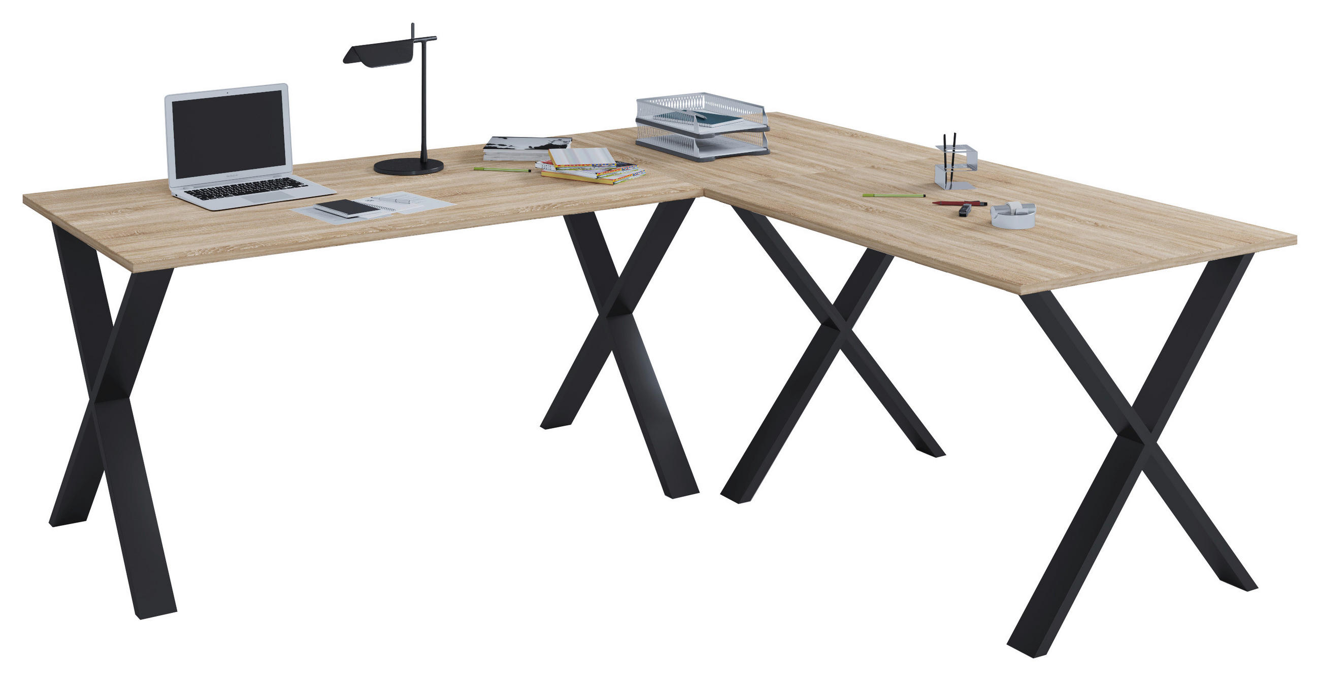 Eckschreibtisch Lona 190x190cm Schwarz/Eiche