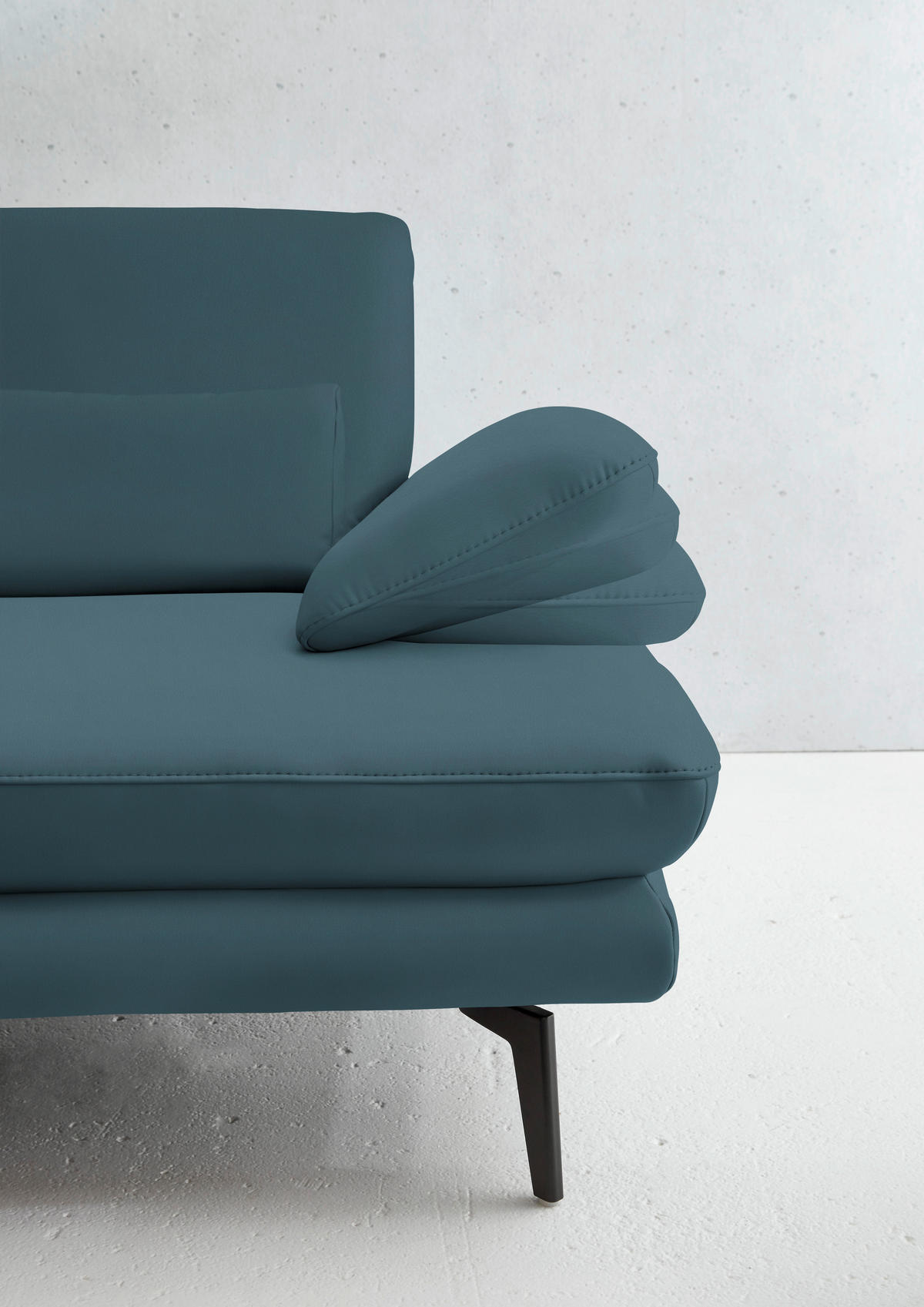 2,5-SITZER in Echtleder Blau  - Blau/Schwarz, Design, Leder/Metall (196/86/104cm) - Dieter Knoll