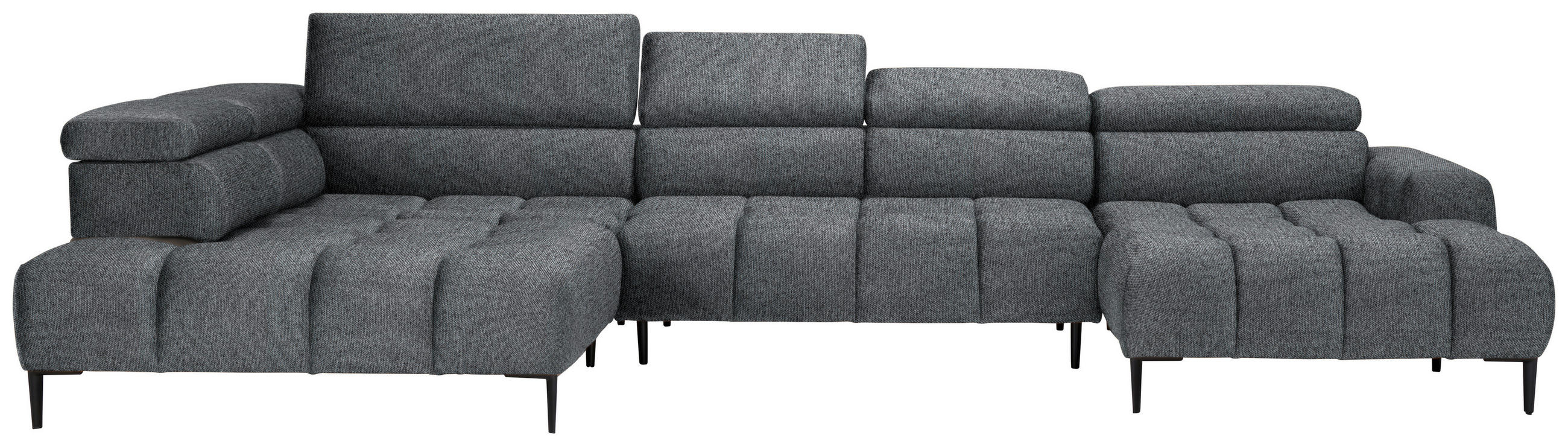 WOHNLANDSCHAFT in Webstoff Dunkelgrau  - Dunkelgrau/Schwarz, Design, Textil/Metall (216/385/177cm) - Welnova