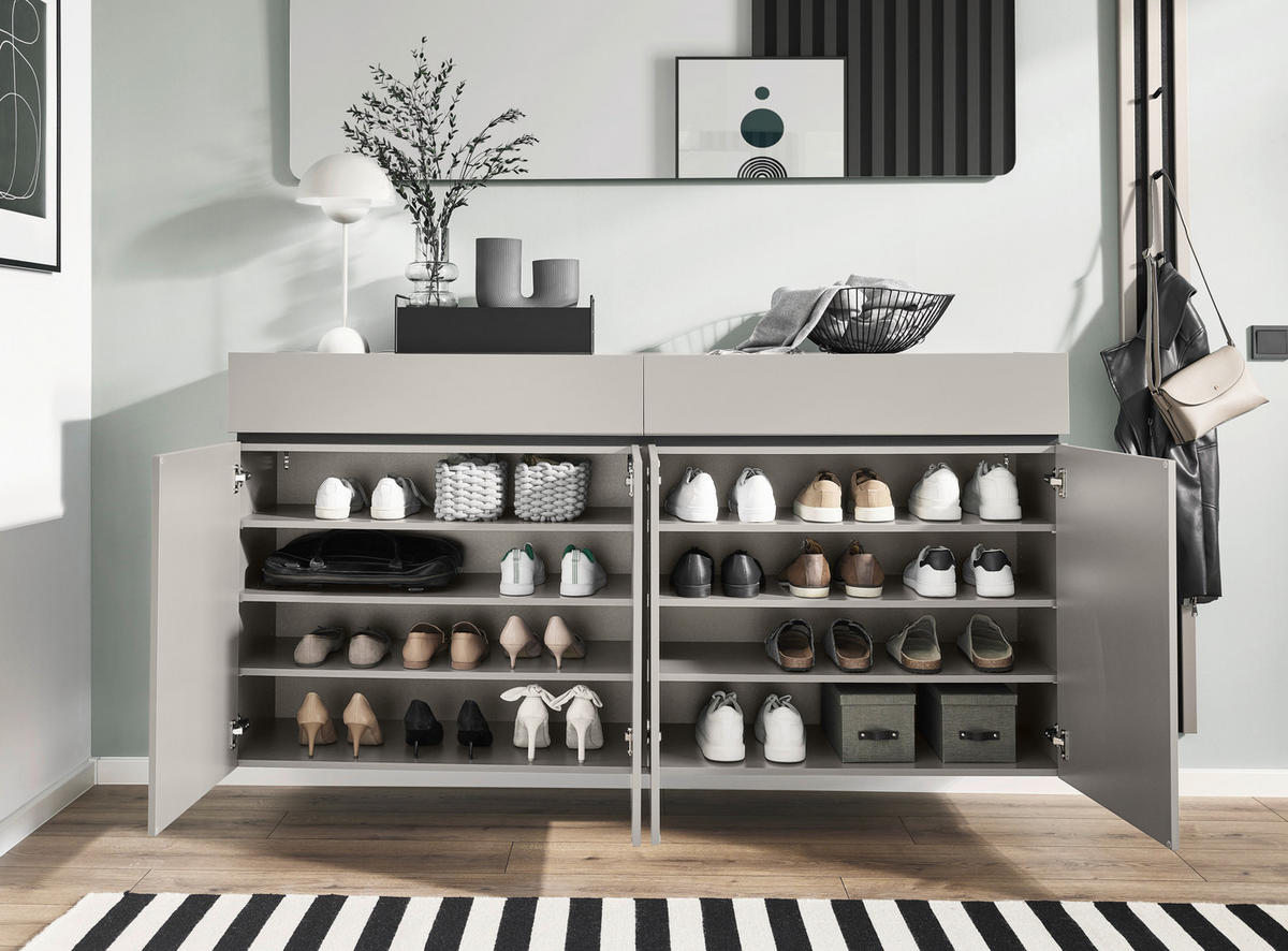 SCHUHSCHRANK Kaschmir  - Kaschmir/Schwarz, Design, Holzwerkstoff/Kunststoff (180/92/40cm) - Voleo