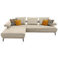ECKSOFA  in Echtleder Creme, Ecru  224/305 cm  - Ecru/Creme, Design, Leder/Metall (224/305cm) - Dieter Knoll