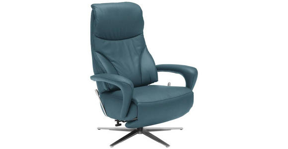 RELAXSESSEL in Leder Blau - Blau/Edelstahlfarben, Design, Leder/Metall (75/106/88cm) - Dieter Knoll