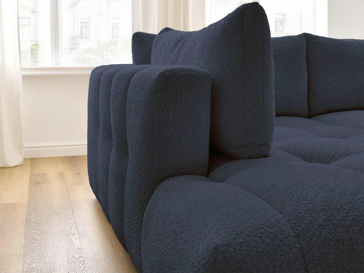 ECKSCHLAFSOFA FUJI Bouclé Dunkelblau  inkl.  - Schwarz/Dunkelblau, MODERN, Kunststoff/Textil (204/282cm)