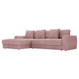 ECKSOFA in Cord Altrosa 182/302 cm - Schwarz/Altrosa, MODERN, Kunststoff/Textil (182/302cm) - Carryhome